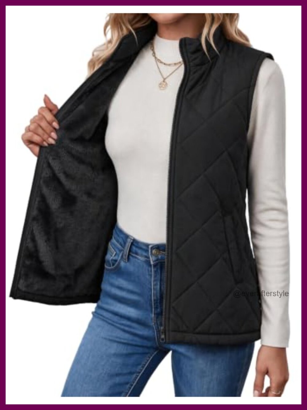 Women's Quilted Puffer Vest Zip Up Sleeveless Jacket